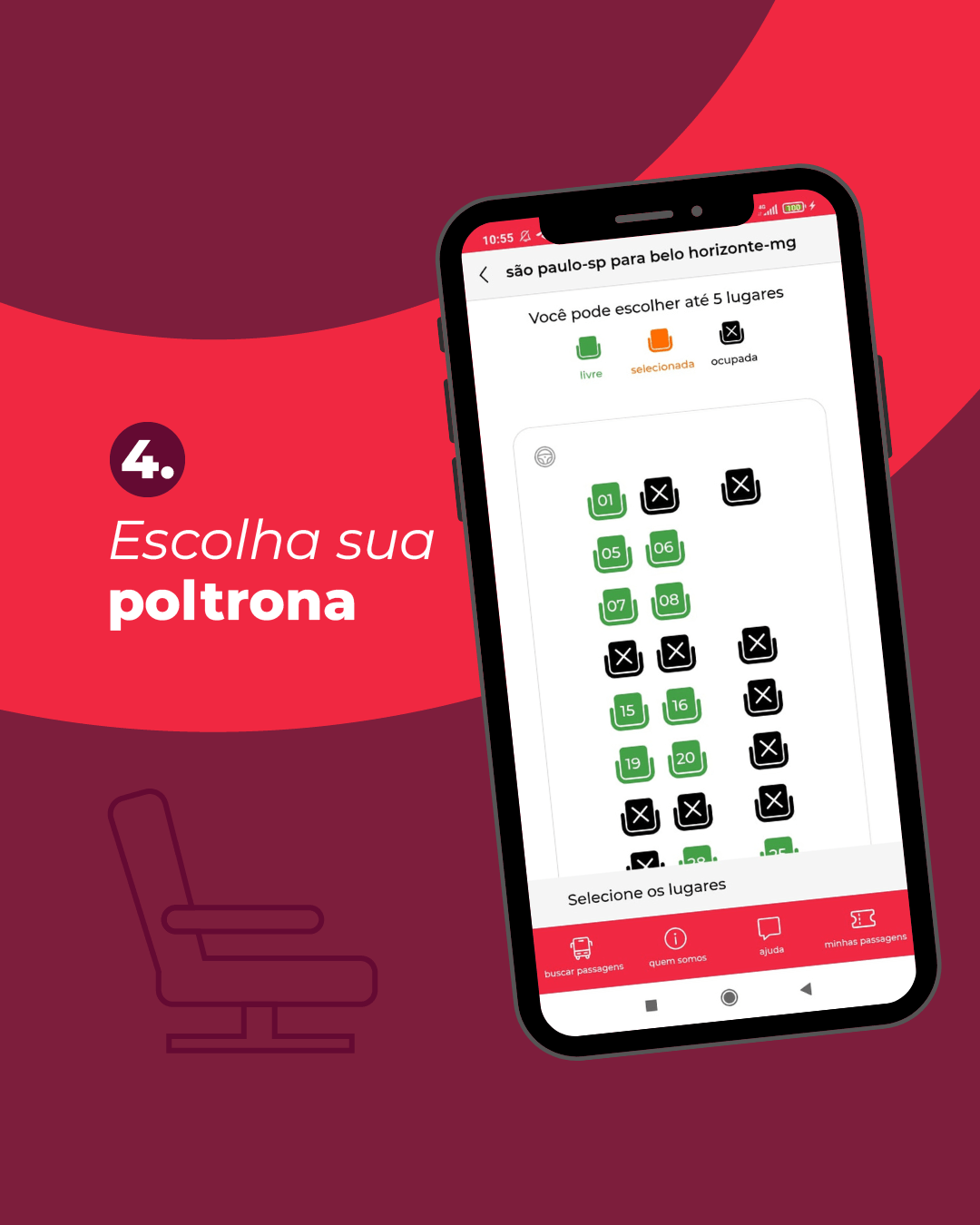 Instrução sobre escolha da poltrona