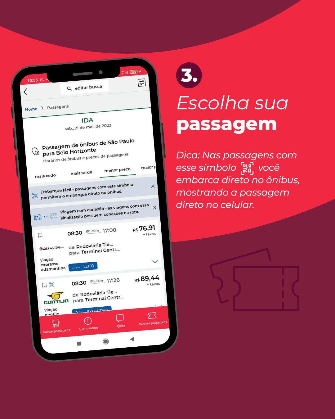 Instrução sobre escolha da passagem